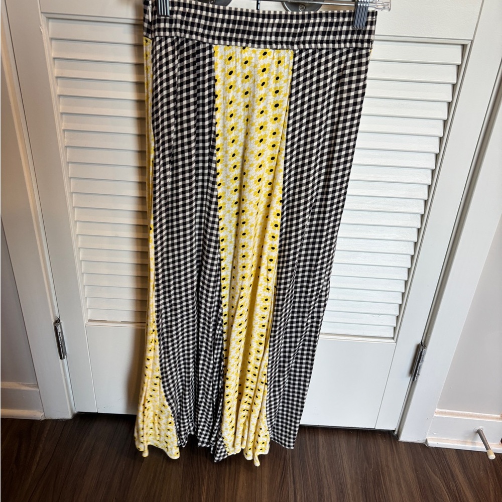 GANNI Gingham and Floral Maxi Skirt